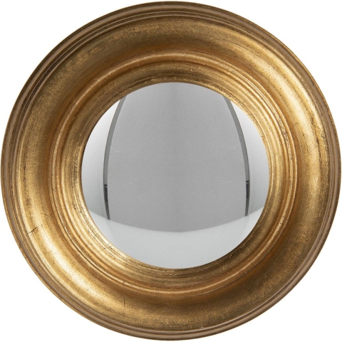 Clayre & Eef Spiegel Ø 24 cm Goudkleurig Hout Rond Bolle Spiegel