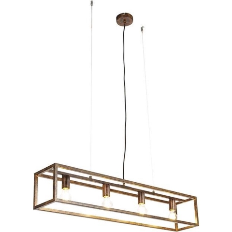 QAZQA Industriële hanglamp roestbruin 4-lichts - Cage