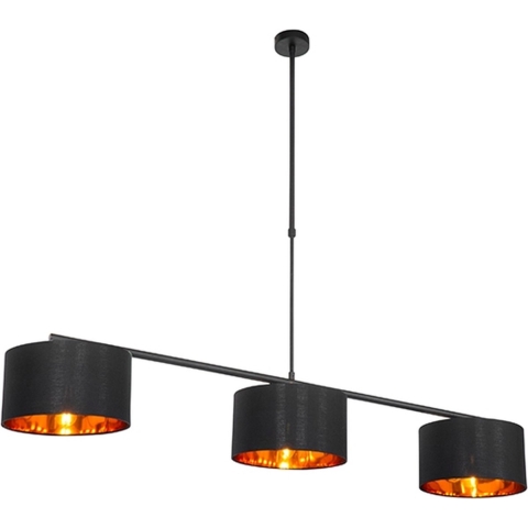 QAZQA Moderne hanglamp zwart met goud 125 cm 3-lichts - VT 3
