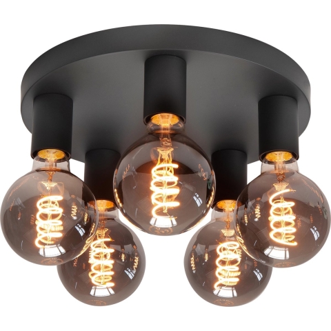Highlight Plafondlamp Basic Zwart 5 lichts Ø 30cm E27
