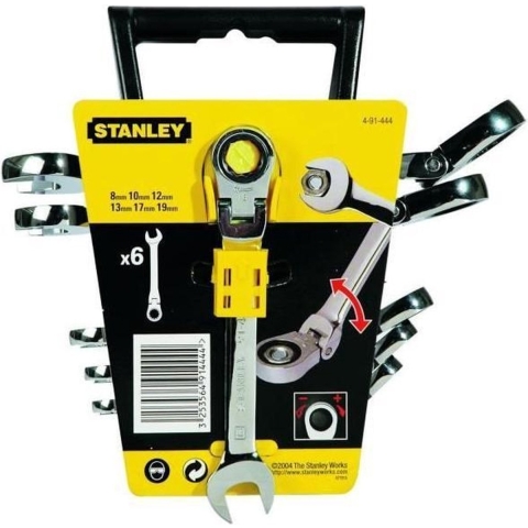 Ringsteeksleutelset met verstelbare ratelring 6-delig Stanley 4-91-444