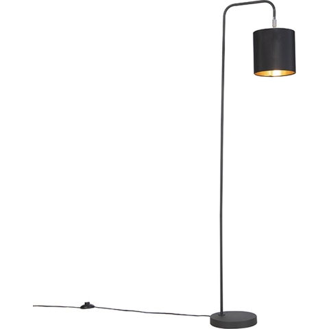 QAZQA Smart vloerlamp zwart incl. wifi A60 lichtbron - Lofty