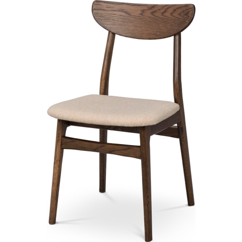 Rowico Home Rodham Houten Eetkamerstoel Donker Eiken - Beige Stof