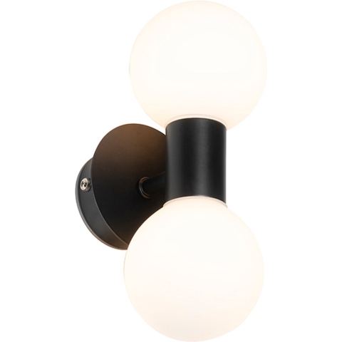 QAZQA Moderne wandlamp zwart IP44 2-lichts - Cederic