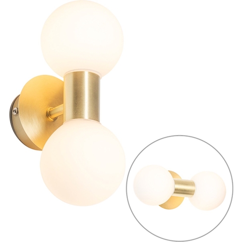 QAZQA Moderne wandlamp goud IP44 2-lichts - Cederic