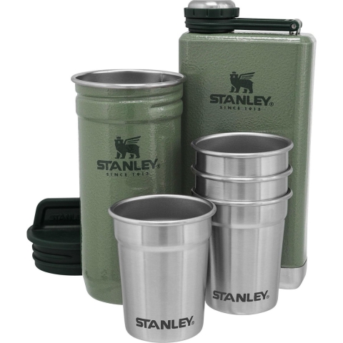 Adventure Pre-Party set shotglazen + heupfles | Groen | Hammertone Green | Stanley 1913