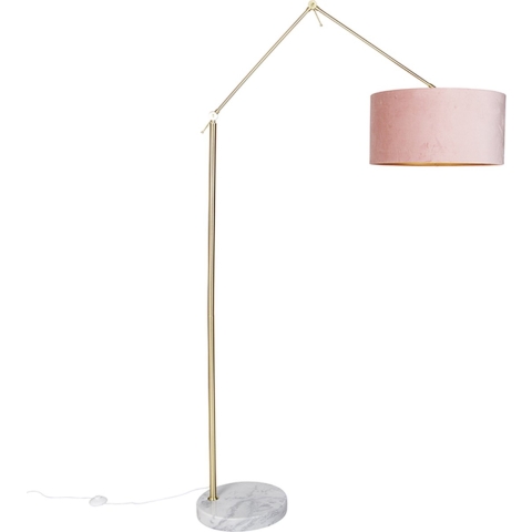 QAZQA Moderne vloerlamp goud velours kap roze 50 cm - Editor