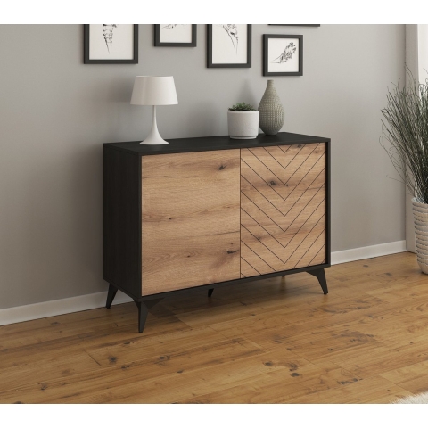 Meubella Dressoir Dolores - Eiken - Zwart - 104 cm