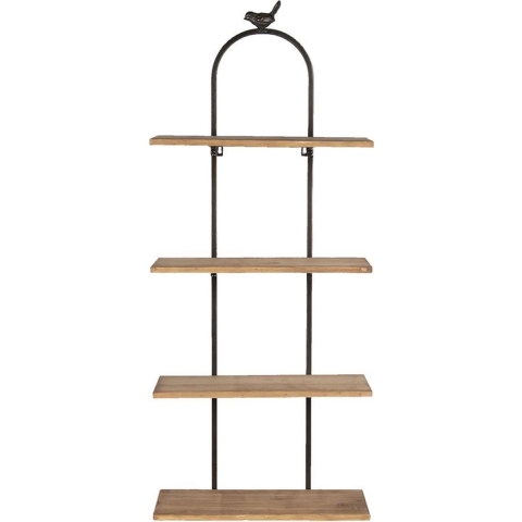 Clayre & Eef Wandrek 36x14x90 cm Bruin Hout Ijzer Rechthoek Wandplank