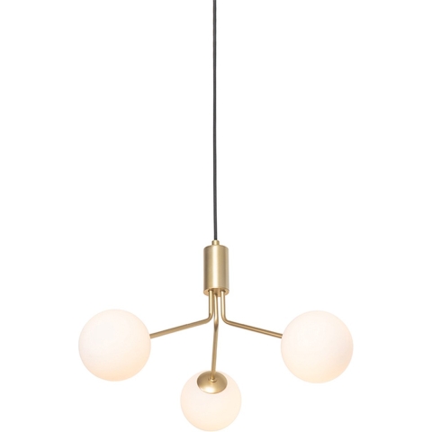 QAZQA Art Deco hanglamp goud met opaal glas 3-lichts - Coby
