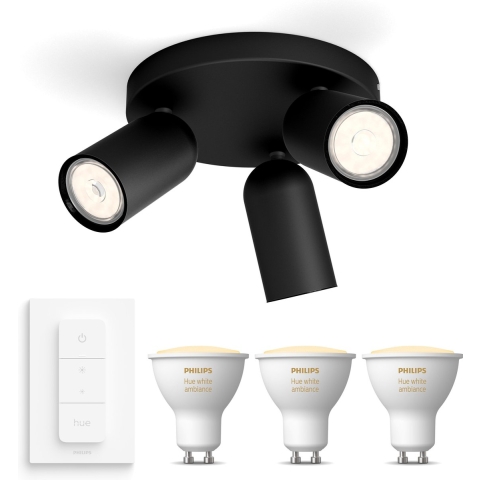 Philips Pongee Opbouwspot - Zwart - 3 Lichtpunten