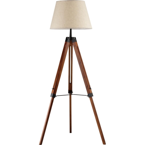 QUVIO Vloerlamp driepoot hout met beige kap - QUV5041L-WOOD