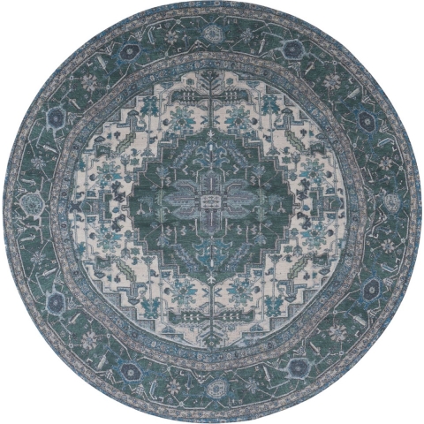 Veer Carpets - Vloerkleed Heris Green 10 Rond ø200 cm