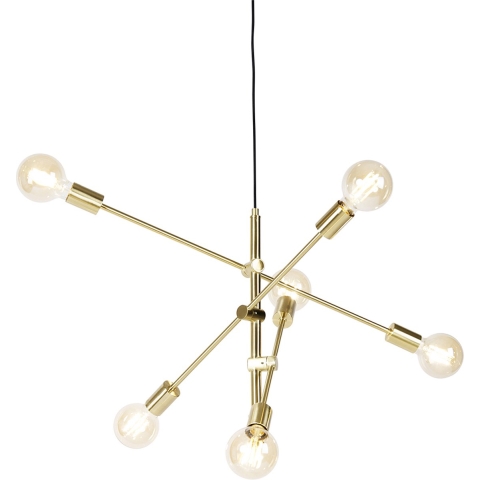QAZQA Smart hanglamp messing 6-lichts incl. Wifi G95 - Sydney