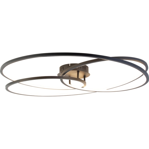 QAZQA Plafondlamp zwart 78 cm incl. LED 3 staps dimbaar - Rowin