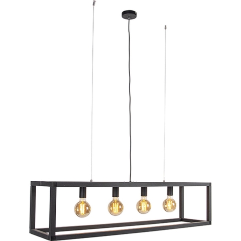 QAZQA Smart hanglamp zwart 4-lichts incl. Wifi G95 - Big Cage