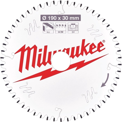 Milwaukee Cirkelzaagblad 190mm X 30 X 2.4mm  (54TF Tanden) Aluminium