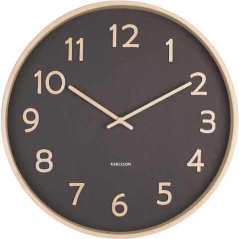 Karlsson Pure Wood Grain Klok - Zwart