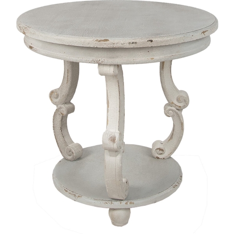Clayre & Eef Bijzettafel Ø 66x64 cm Grijs Hout Rond Plantentafel