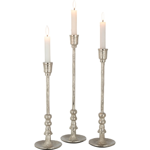 J-Line kandelaar Becca - aluminium - zilver - 3 stuks