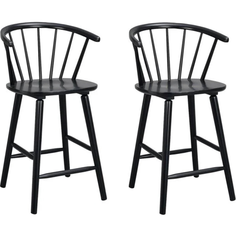 Rowico Home Carmen houten spijlen barkruk zwart - 65 cm - set van 2