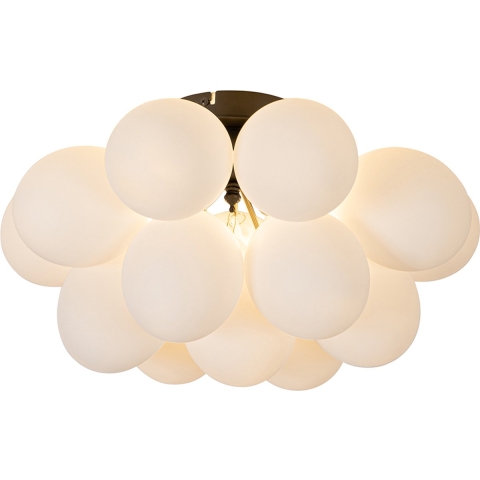 QAZQA Art deco plafondlamp zwart met opaal glas 4-lichts - Uvas