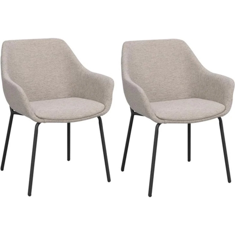 Rowico Home Haley Eetkamerstoel Lichtgrijs - Armleuning - Set Van 2