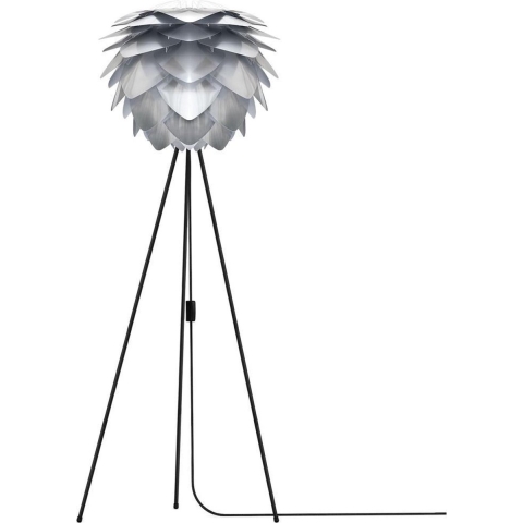 Umage Silvia Medium vloerlamp brushed steel - met tripod zwart - Ø 50