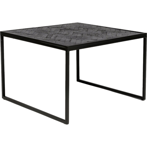 Vurna Reinier zwart teak visgraat bijzettafel 60x60x40 cm