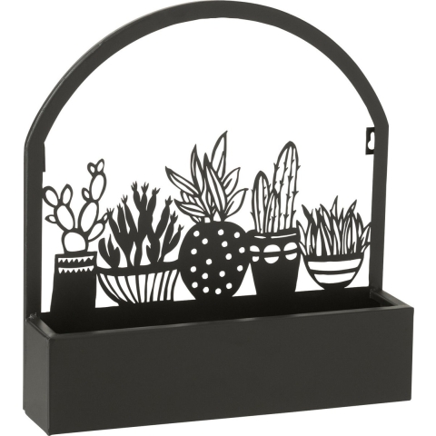 J-Line bloempot Cactus - metaal - zwart - Ø 7.50 cm