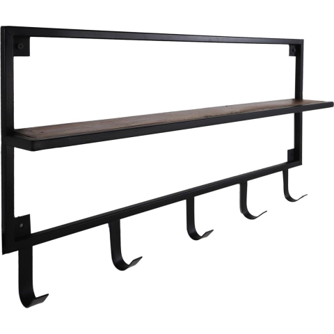HSM Collection Kapstok Zwart & Mangohout 5 Haken L 68cm