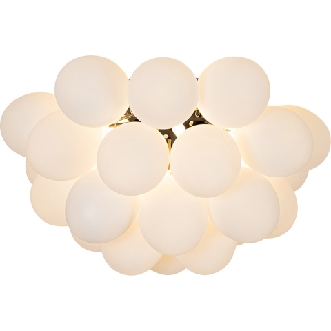 QAZQA Art deco plafondlamp zwart met opaal glas 6-lichts - Uvas