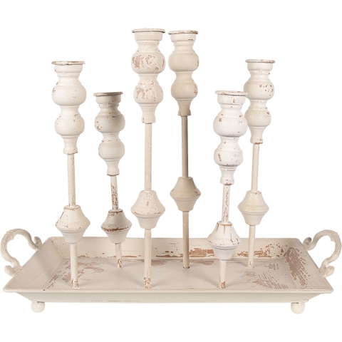 Clayre & Eef Kandelaar 55x26x43 cm Wit Metaal