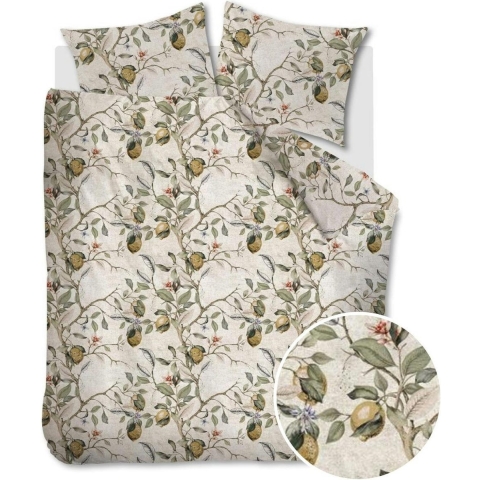 At Home Dekbedovertrek Flanel Lemon Tree - off white