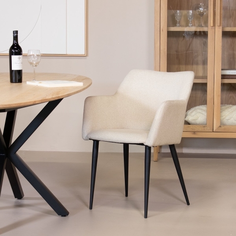 Giga Meubel - Eetkamerstoel Ellis Famous Beige - Stof