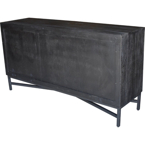 Giga Meubel - Dressoir Zwart - 160x45x85cm - Mangohout - Kast Jazz