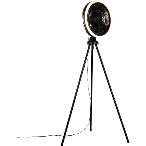 QAZQA Vloerventilator tripod zwart incl. LED 3-staps dimbaar - Meric