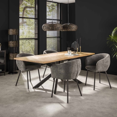 Giga Meubel - Eettafel Naturel 200cm - Visgraat - Fineer