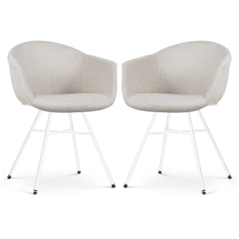 Nolon Noa-Otis Eetkamerstoelen Set van 2 - Beige - Witte Poten