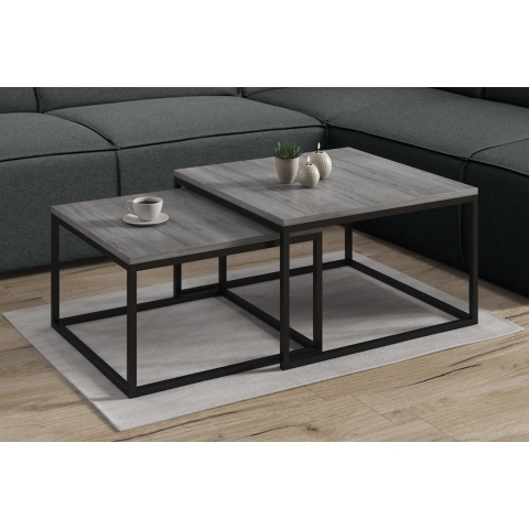 Meubella Salontafel Styler - Grijs - Eiken - 70 cm - set van 2