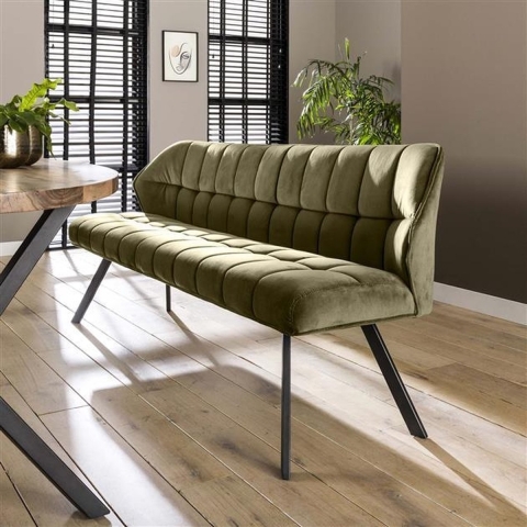 Giga Meubel - Eetkamerbank Raster 180 Groen Velvet - Velvet
