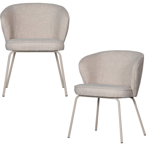 BePureHome Admit Eetkamerstoel - Polyester - Pebble - Set van 2