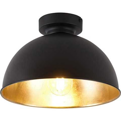 QAZQA Smart plafondlamp zwart met goud 28 cm incl. Wifi A60 - Magnax