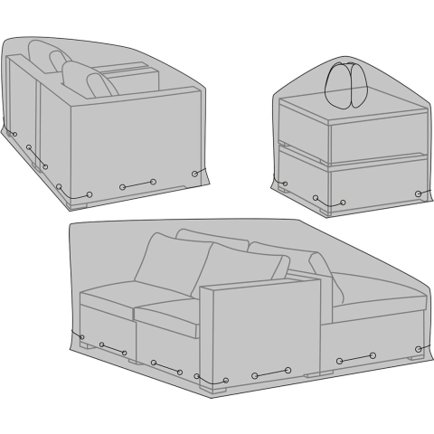Hioshop Luksus hoes tuinmeubelen set van 3 stuks. zwart.