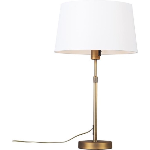 QAZQA Tafellamp brons met kap wit 35 cm verstelbaar - Parte