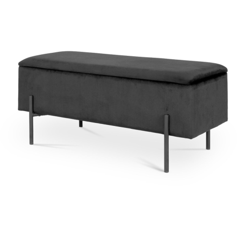 Artichok Marlou velvet bankje met opbergruimte zwart - 95 x 46 cm