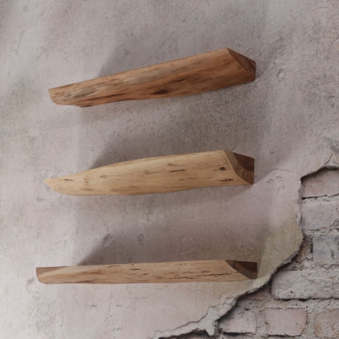 Hoyz - Wandschap Edge - 60cm - Set van 3 - Bruin