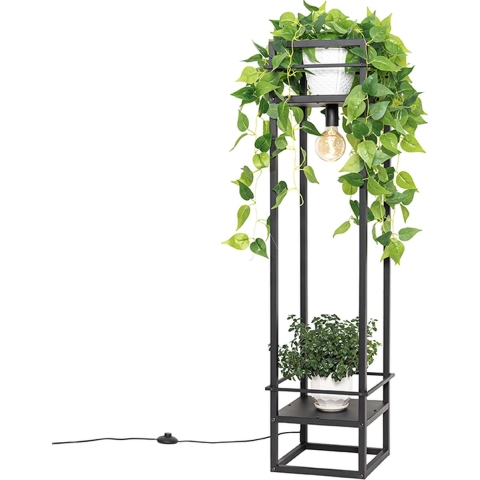 QAZQA Industriële vloerlamp zwart - Cage Rack