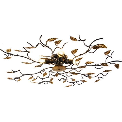 QAZQA Vintage plafondlamp zwart met goud 80 cm 4-lichts - Foglie