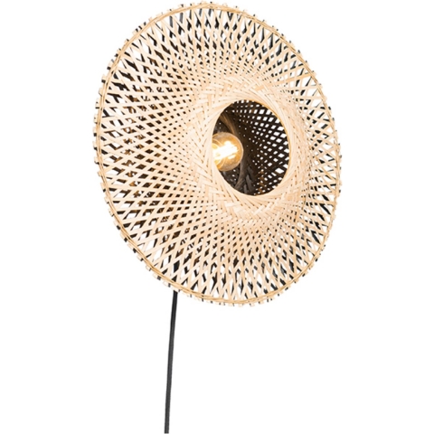 QAZQA Oosterse wandlamp bamboe 35 cm met stekker - Rina